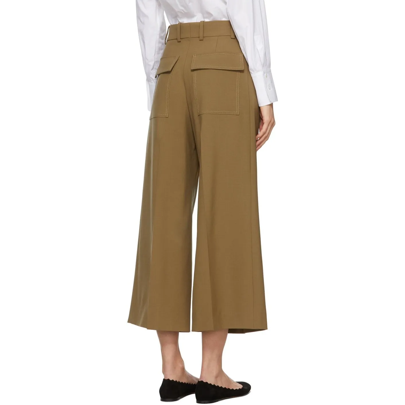 ChloÃ© Brown Virgin Wool Wide-Leg Trousers
