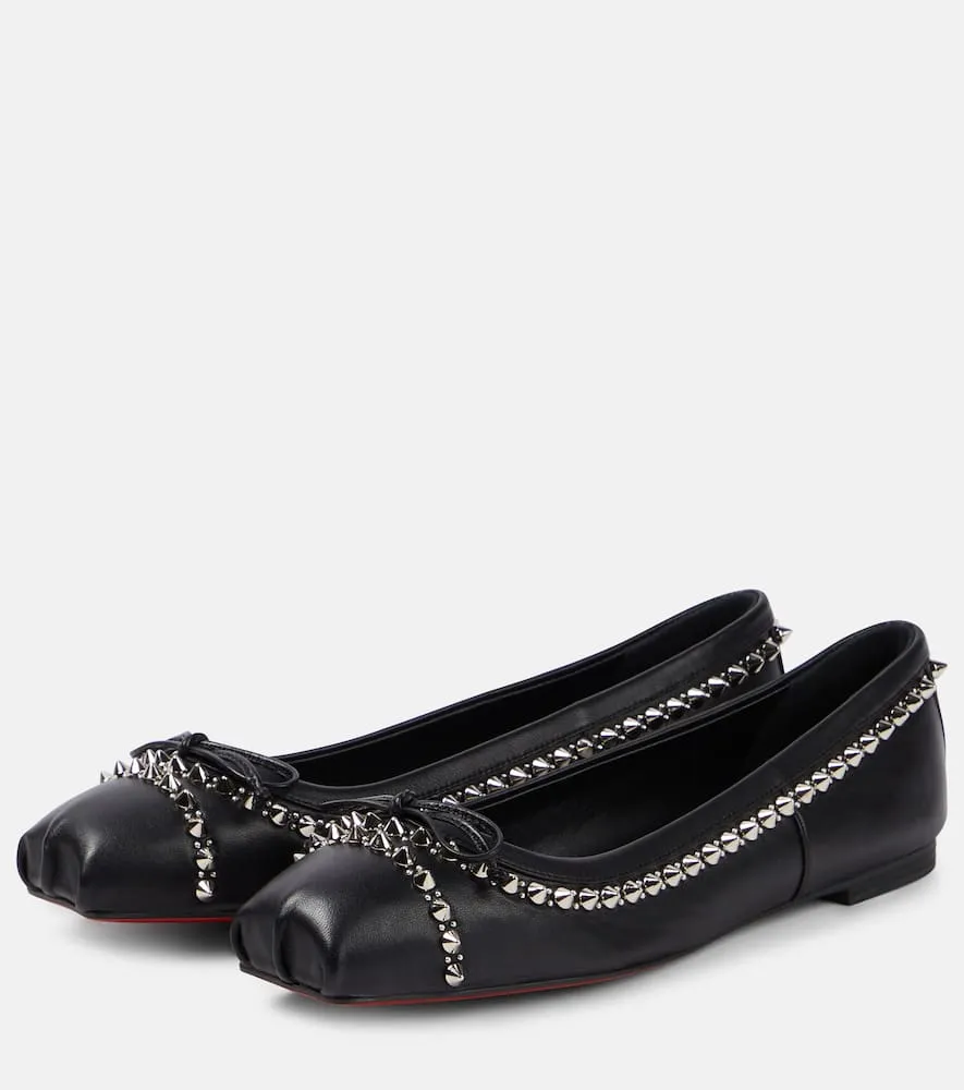 Christian Louboutin Mamadrague Spikes embellished leather ballet flats