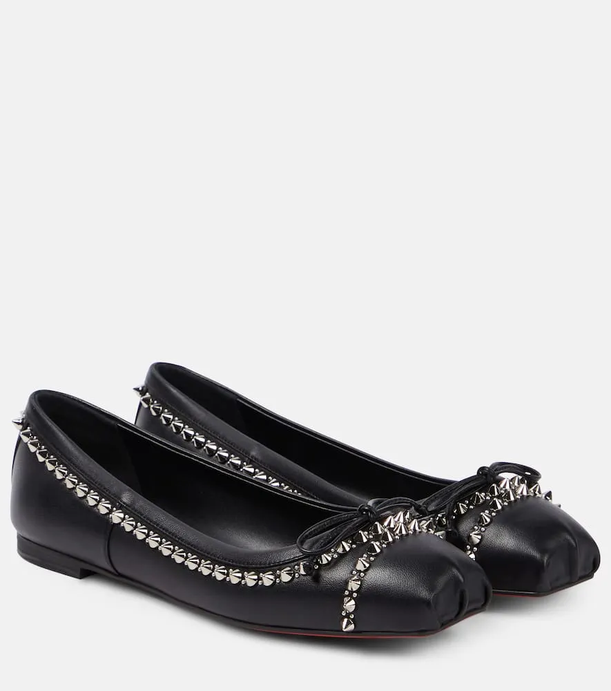 Christian Louboutin Mamadrague Spikes embellished leather ballet flats