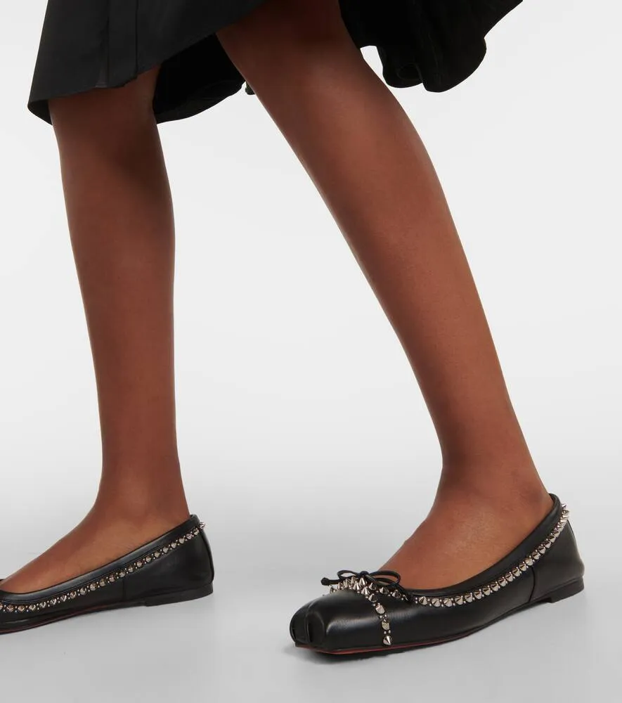 Christian Louboutin Mamadrague Spikes embellished leather ballet flats