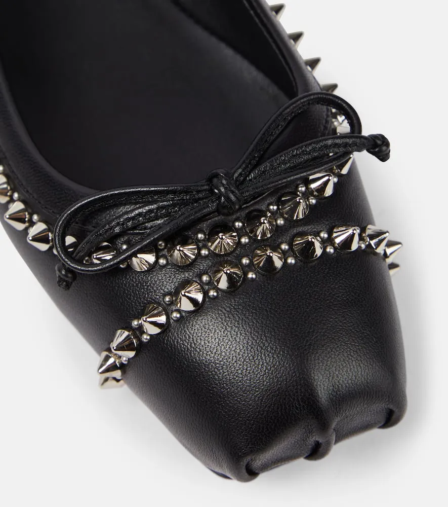 Christian Louboutin Mamadrague Spikes embellished leather ballet flats