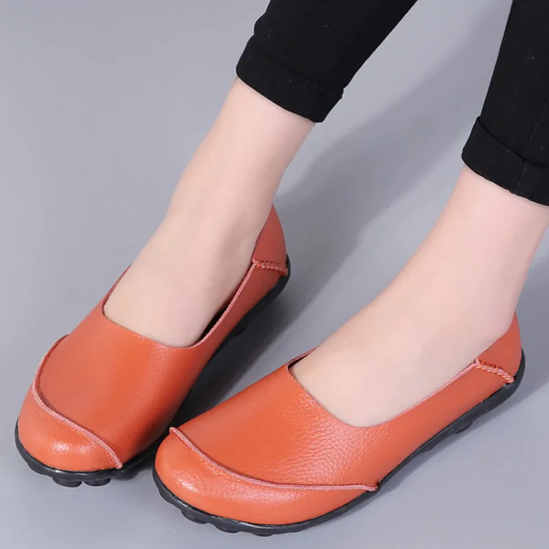 Cilool PU Leather Flat Shoes  Slip on Loafers
