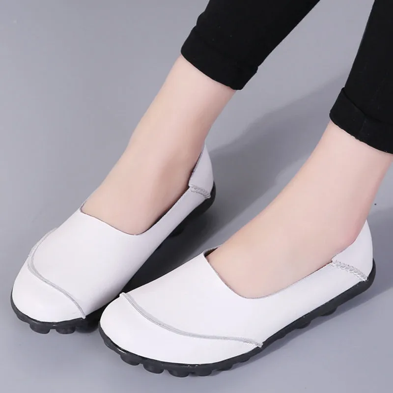 Cilool PU Leather Flat Shoes  Slip on Loafers