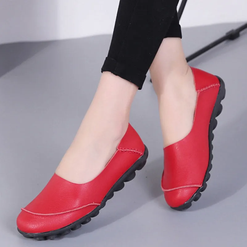 Cilool PU Leather Flat Shoes  Slip on Loafers