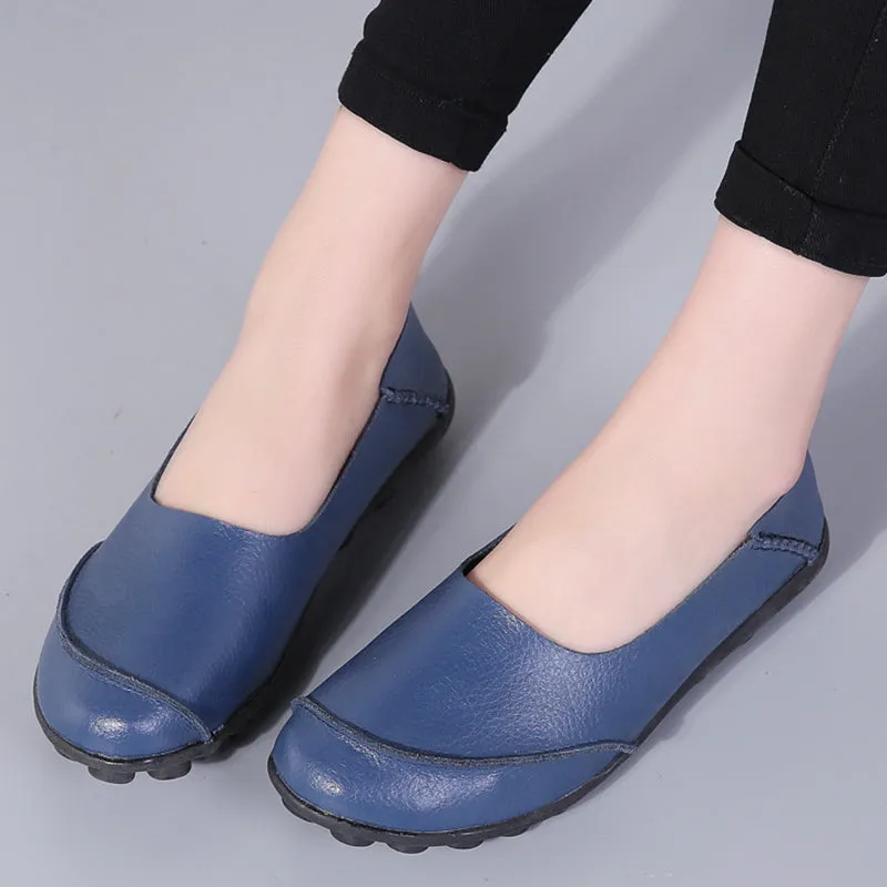Cilool PU Leather Flat Shoes  Slip on Loafers