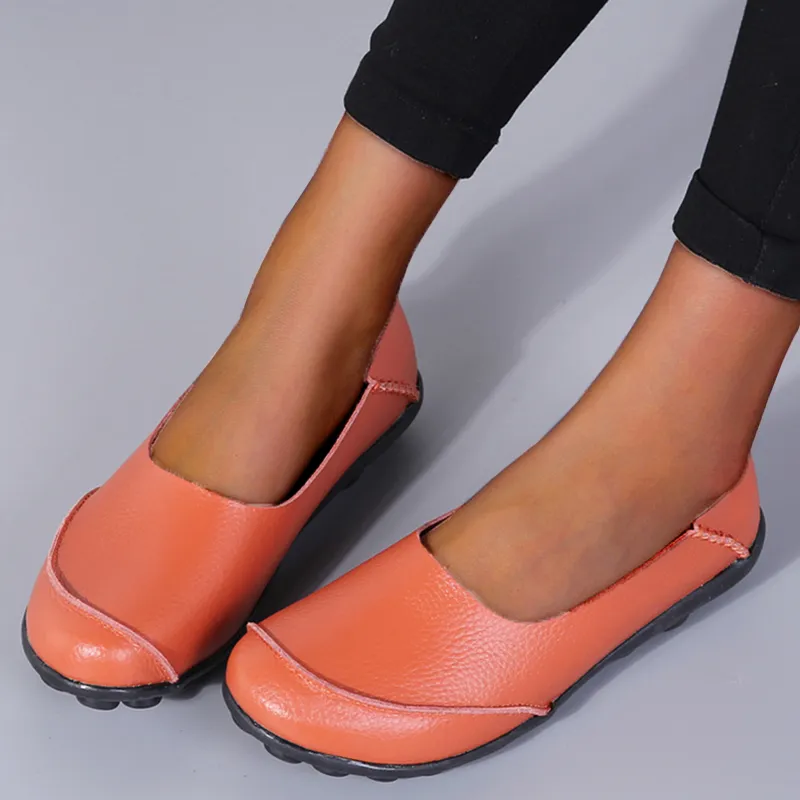 Cilool PU Leather Flat Shoes  Slip on Loafers
