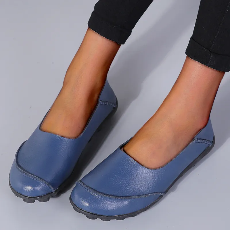 Cilool PU Leather Flat Shoes  Slip on Loafers