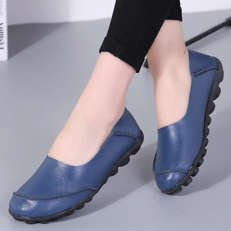 Cilool PU Leather Flat Shoes  Slip on Loafers