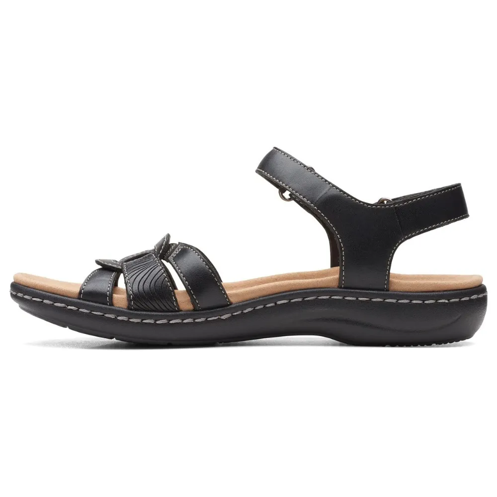Clarks Laurieann Sela Black Leather Sandals (Women's)