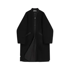 Classic Collarless Button-Up Coat