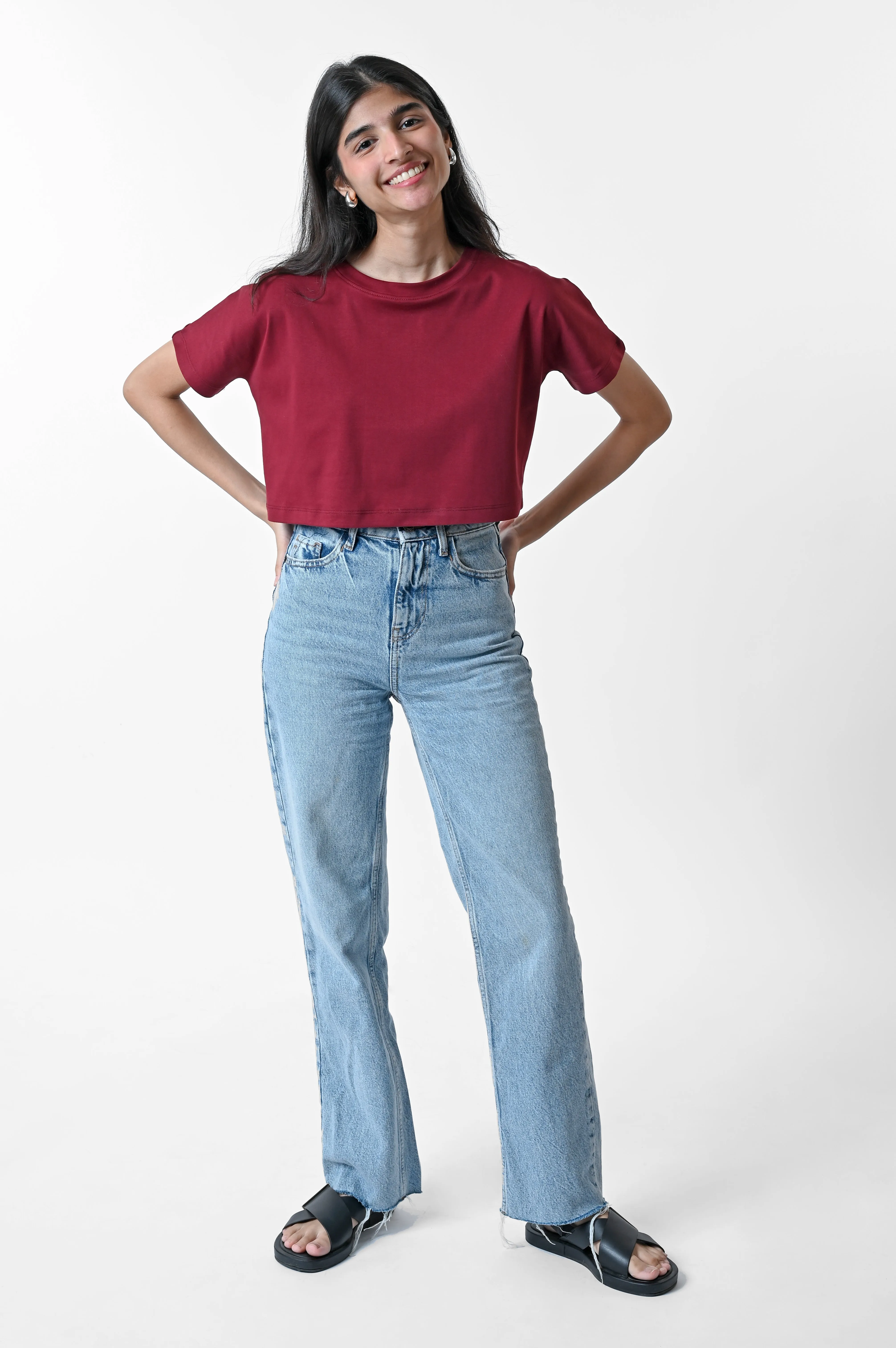 Comfort Crop Tee Wine