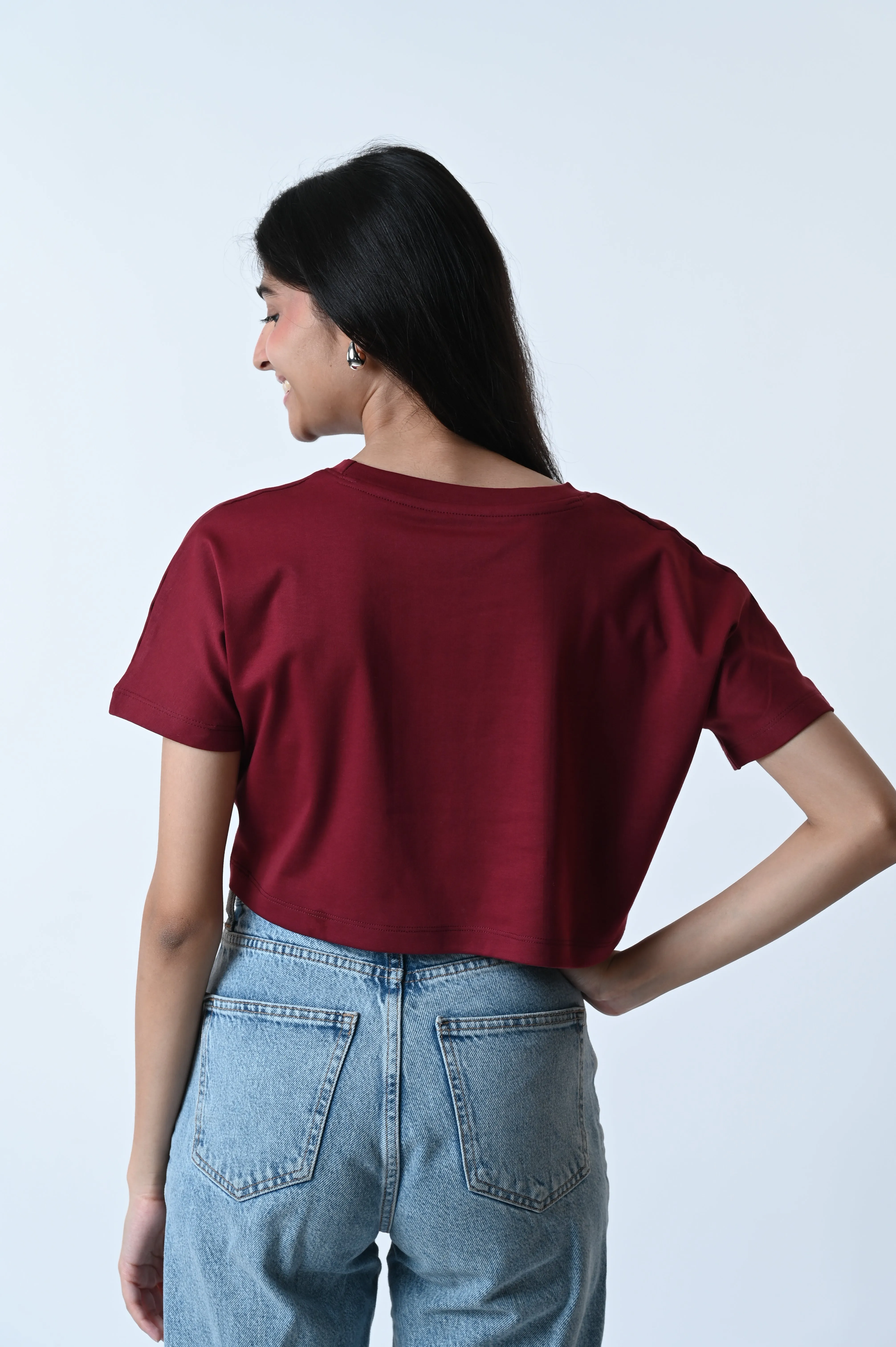 Comfort Crop Tee Wine