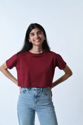 Comfort Crop Tee Wine