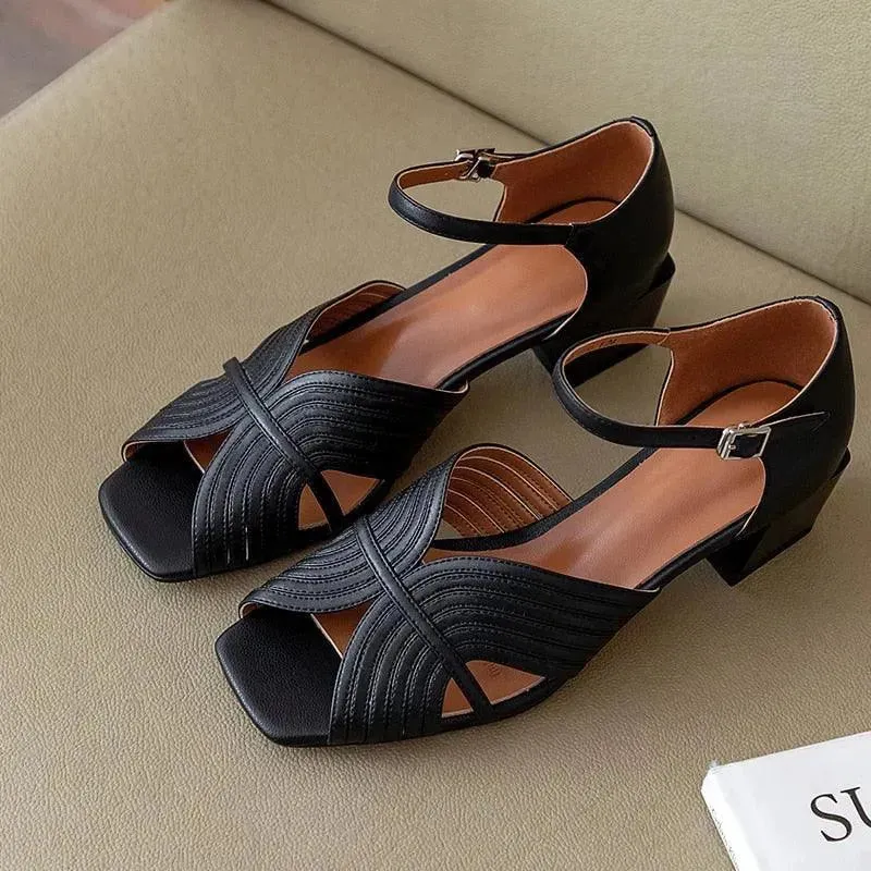 Concise Buckle Strap Sandals