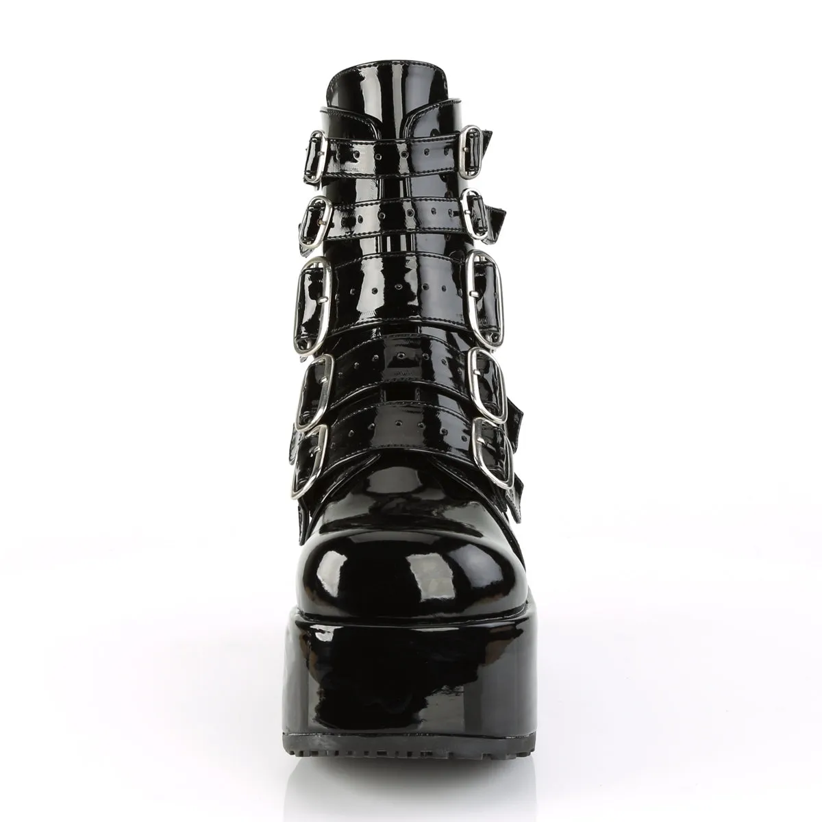 CONCORD-57 DemoniaCult Black Patent Sexy Women's Ankle Boots (Alternative Footwear)