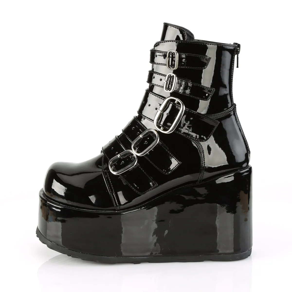 CONCORD-57 DemoniaCult Black Patent Sexy Women's Ankle Boots (Alternative Footwear)