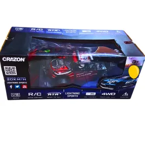 Crazon Lightning Sports 4WD Remote Control Car - 1:18 Scale High-Speed Off-Road R/C Vehicle (20 KM/H) for Kids (Ages 3 )