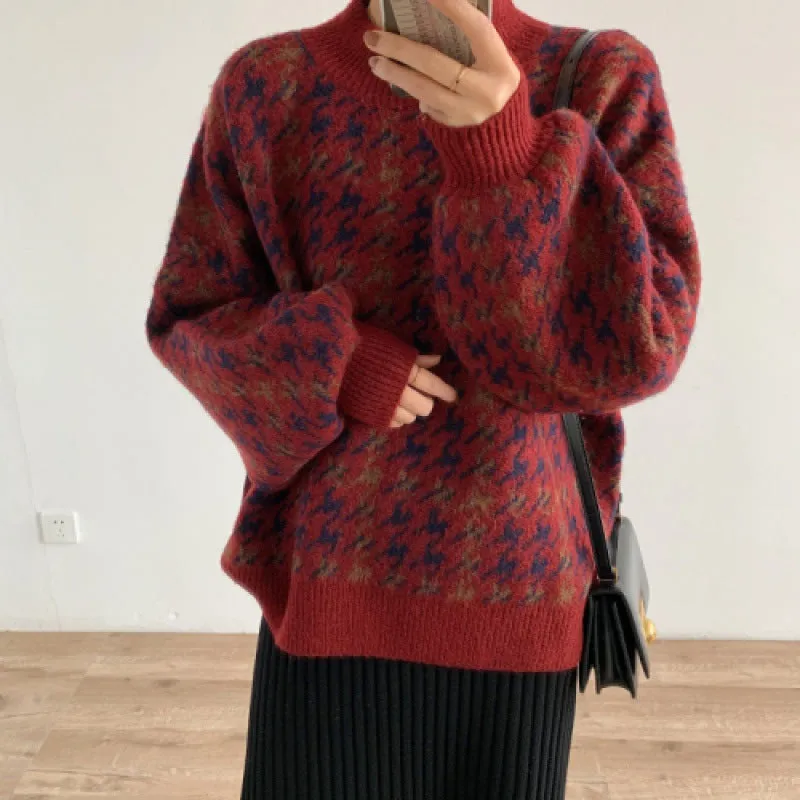 Crew Neck Loose Knitting Sweaters F4194
