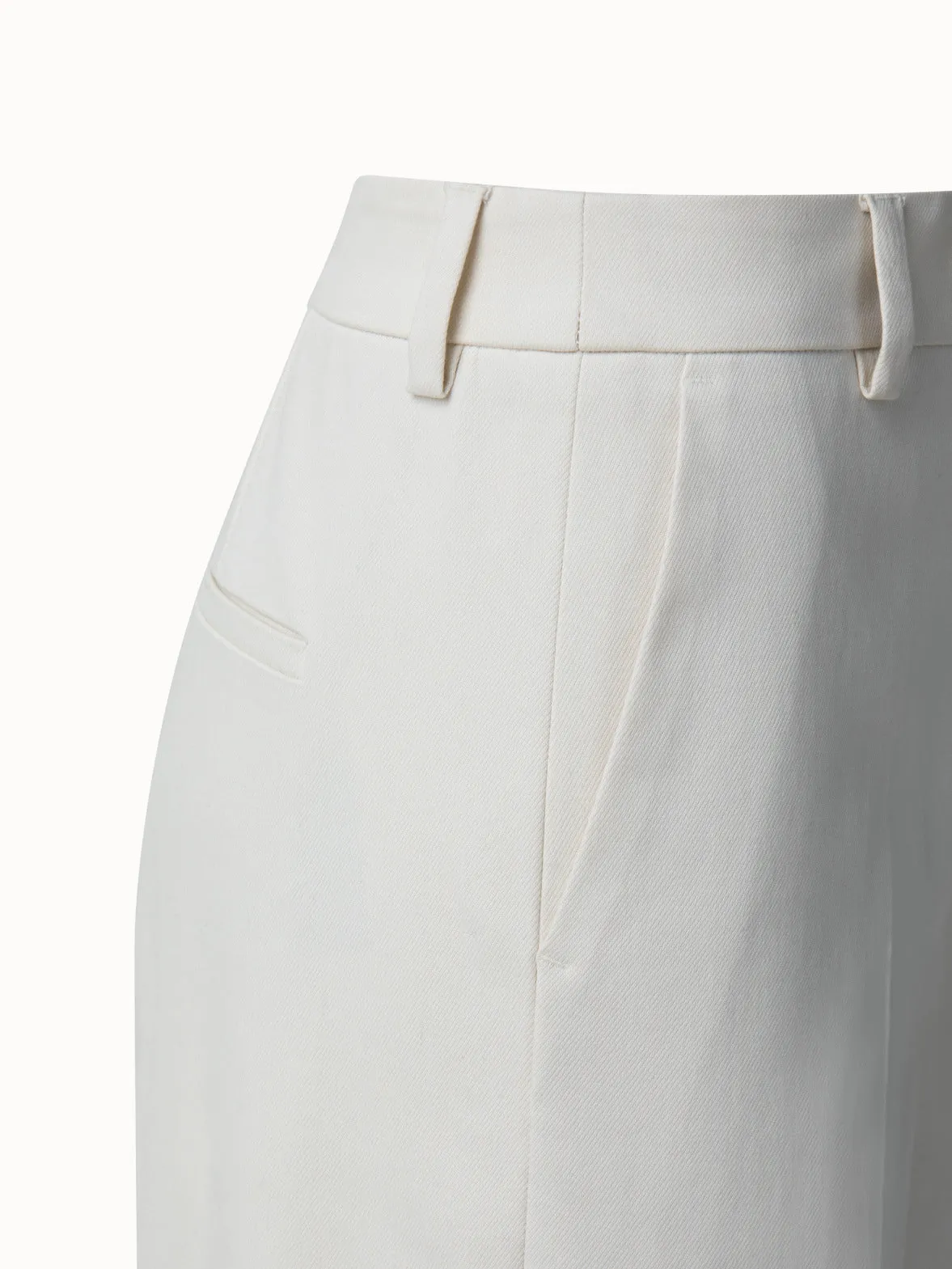 Cropped Wide Cotton Silk Double-Face Pants