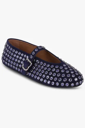 Crystal Embellished Ballet Flat | Slate Blue