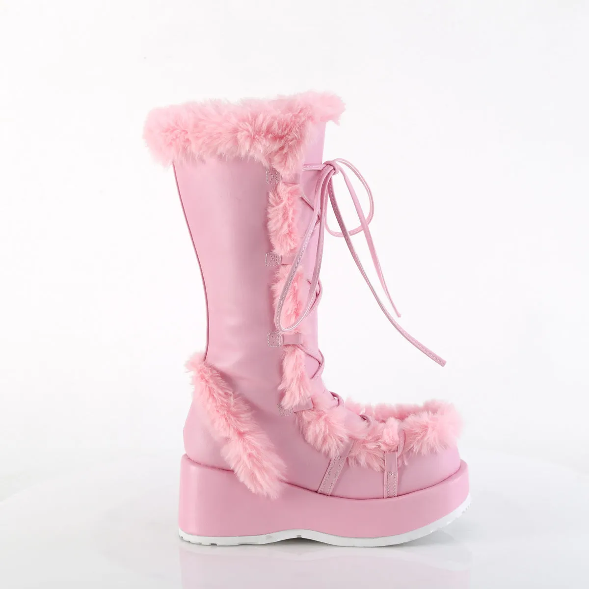 CUBBY-311 DemoniaCult Baby Pink Vegan Leather Sexy Women's Mid-Calf & Knee High Boots (Alternative Footwear)