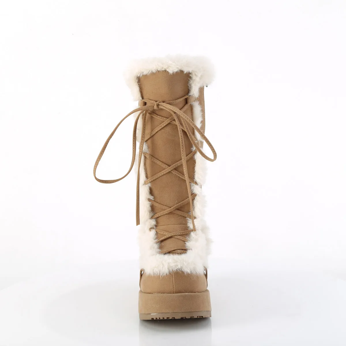 CUBBY-311 DemoniaCult Camel Vegan Suede Sexy Women's Mid-Calf & Knee High Boots (Alternative Footwear)