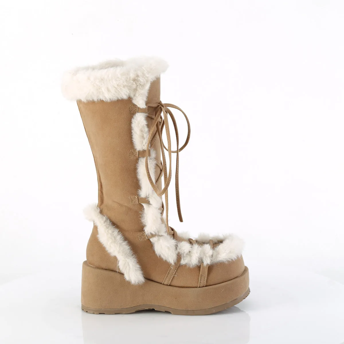 CUBBY-311 DemoniaCult Camel Vegan Suede Sexy Women's Mid-Calf & Knee High Boots (Alternative Footwear)