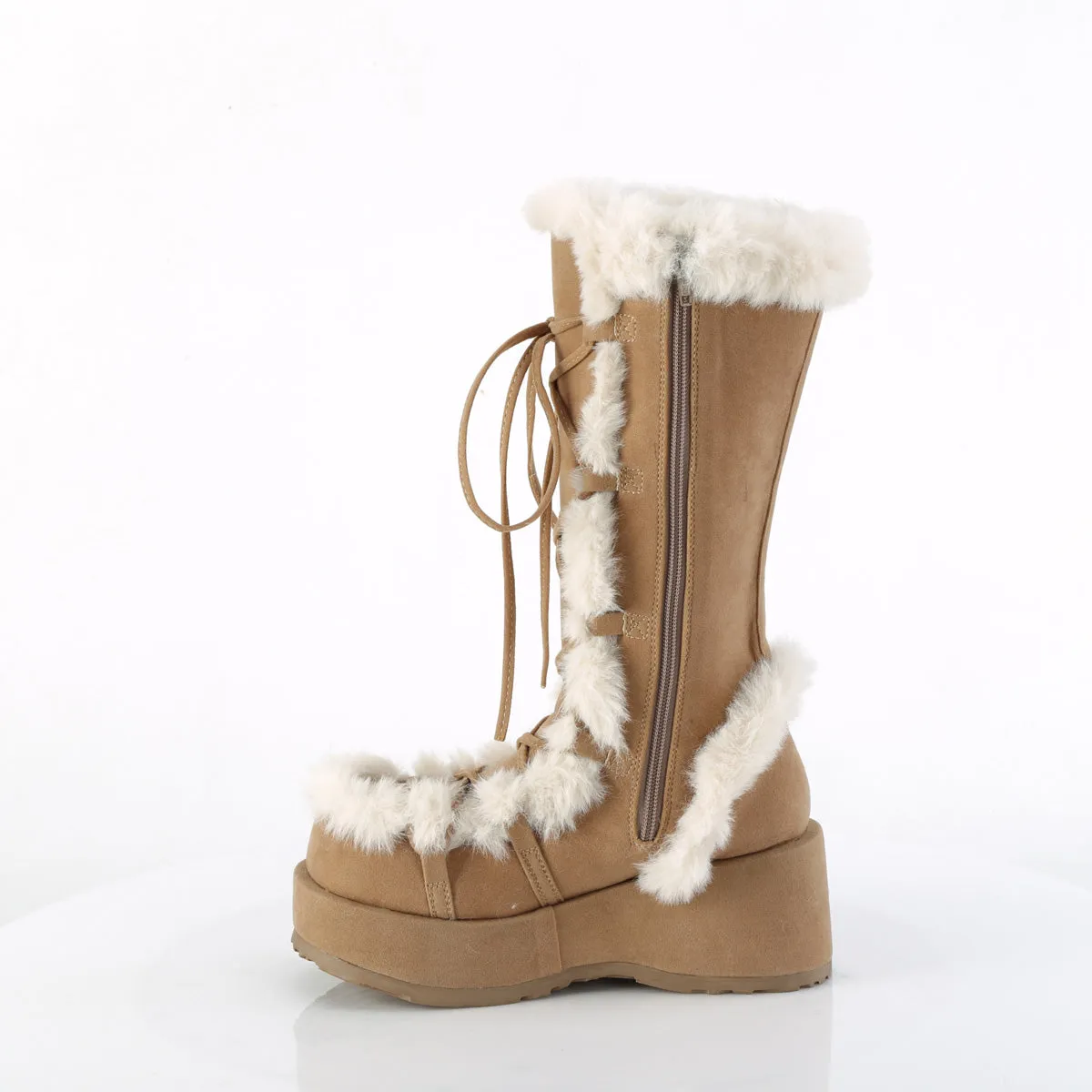 CUBBY-311 DemoniaCult Camel Vegan Suede Sexy Women's Mid-Calf & Knee High Boots (Alternative Footwear)