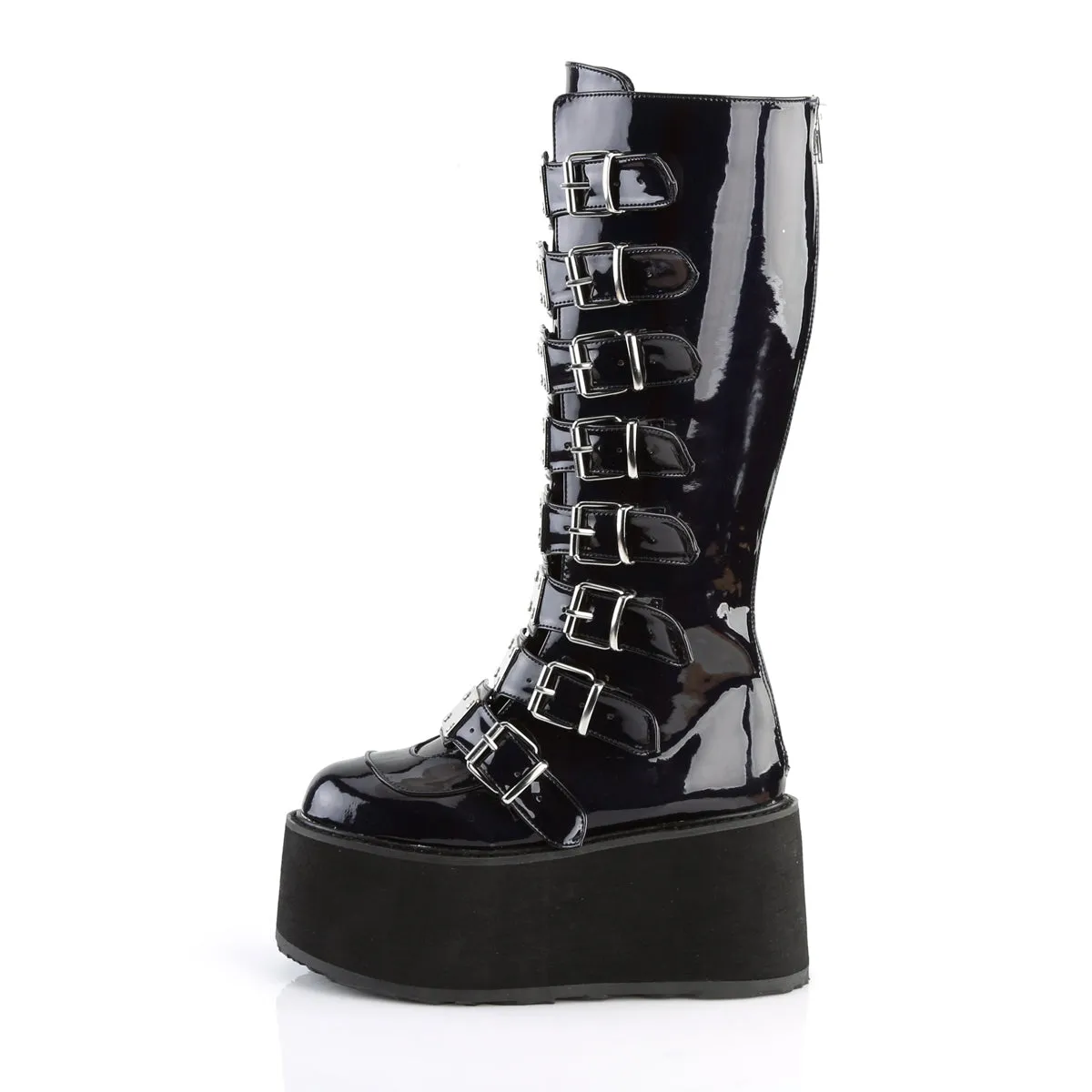 DAMNED-318 DemoniaCult Black Hologram Sexy Women's Mid-Calf & Knee High Boots (Alternative Footwear)