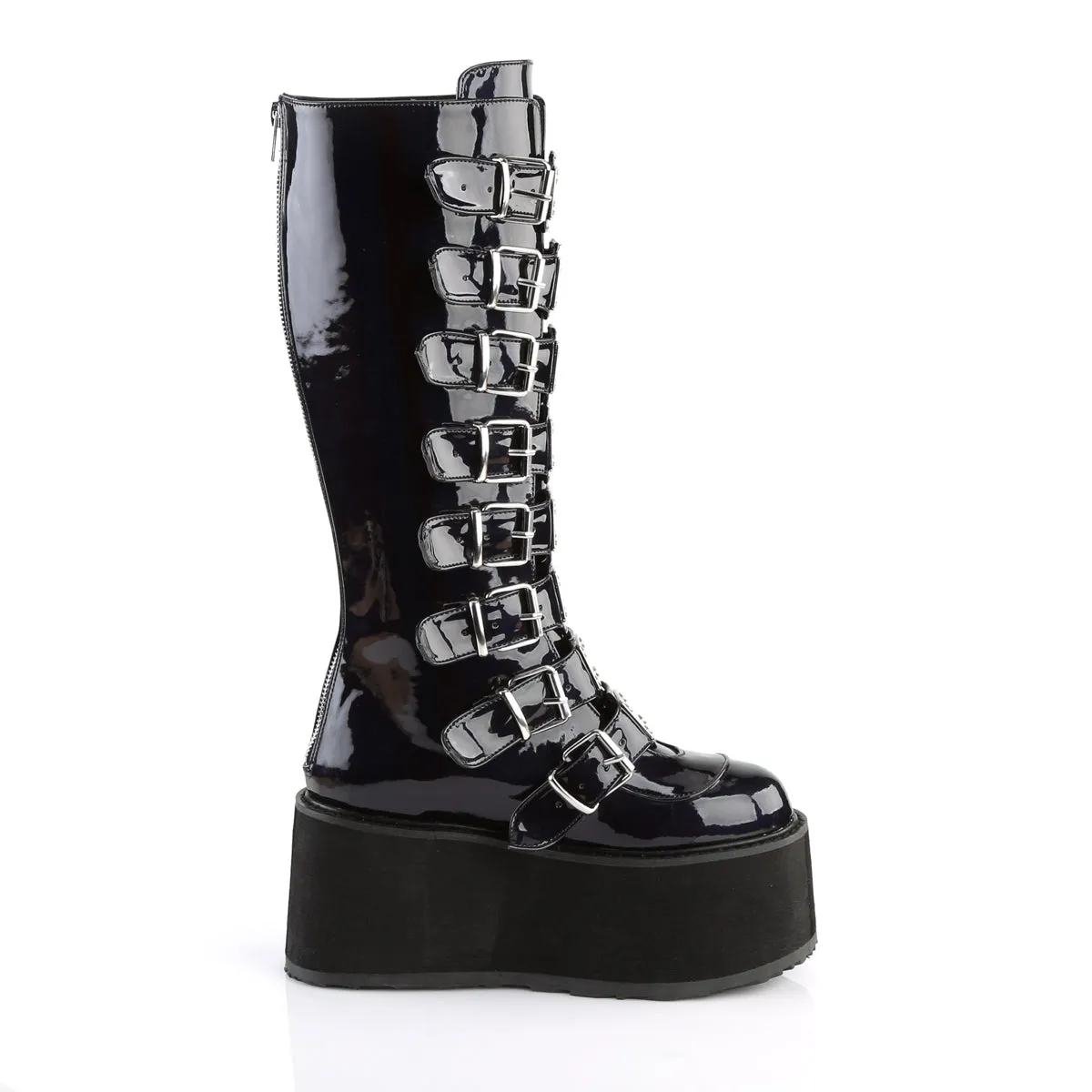 DAMNED-318 DemoniaCult Black Hologram Sexy Women's Mid-Calf & Knee High Boots (Alternative Footwear)