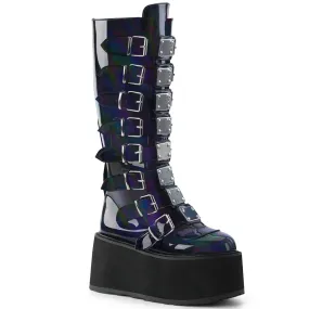 DAMNED-318 DemoniaCult Black Hologram Sexy Women's Mid-Calf & Knee High Boots (Alternative Footwear)