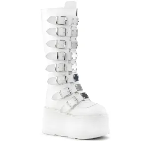 DAMNED-318 DemoniaCult White Vegan Leather Sexy Women's Mid-Calf & Knee High Boots (Alternative Footwear)