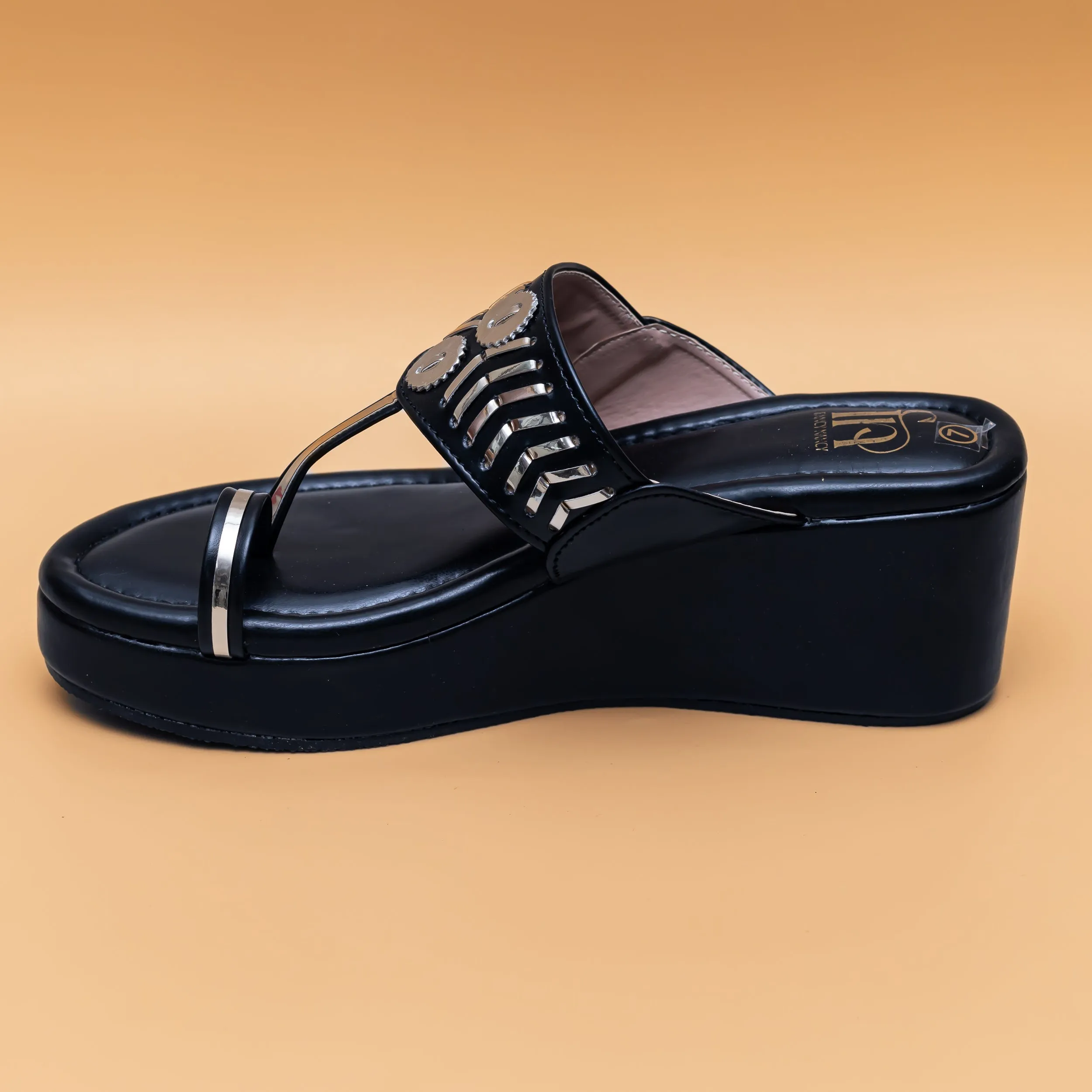 Designer Kolhapuri Platforms - Black