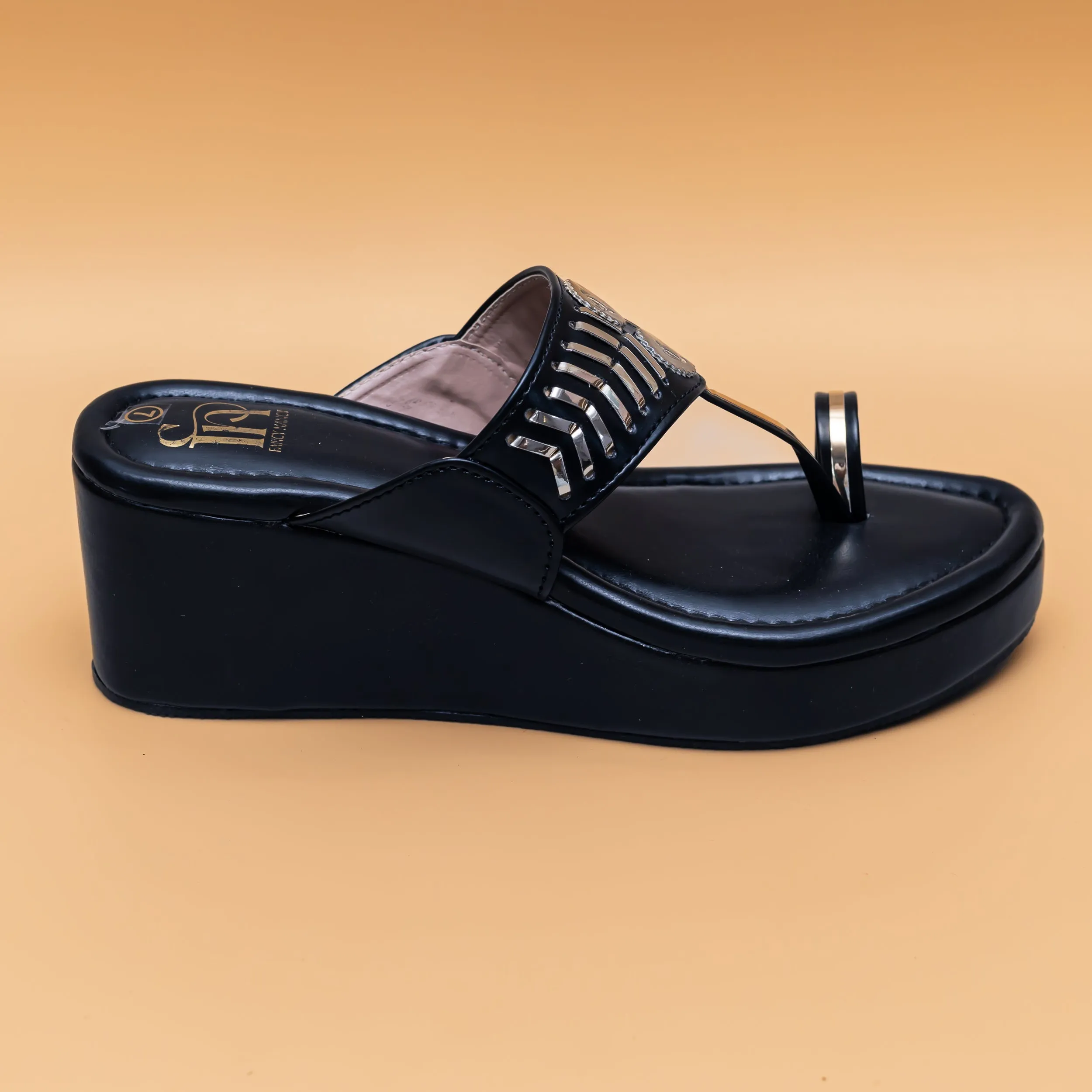 Designer Kolhapuri Platforms - Black