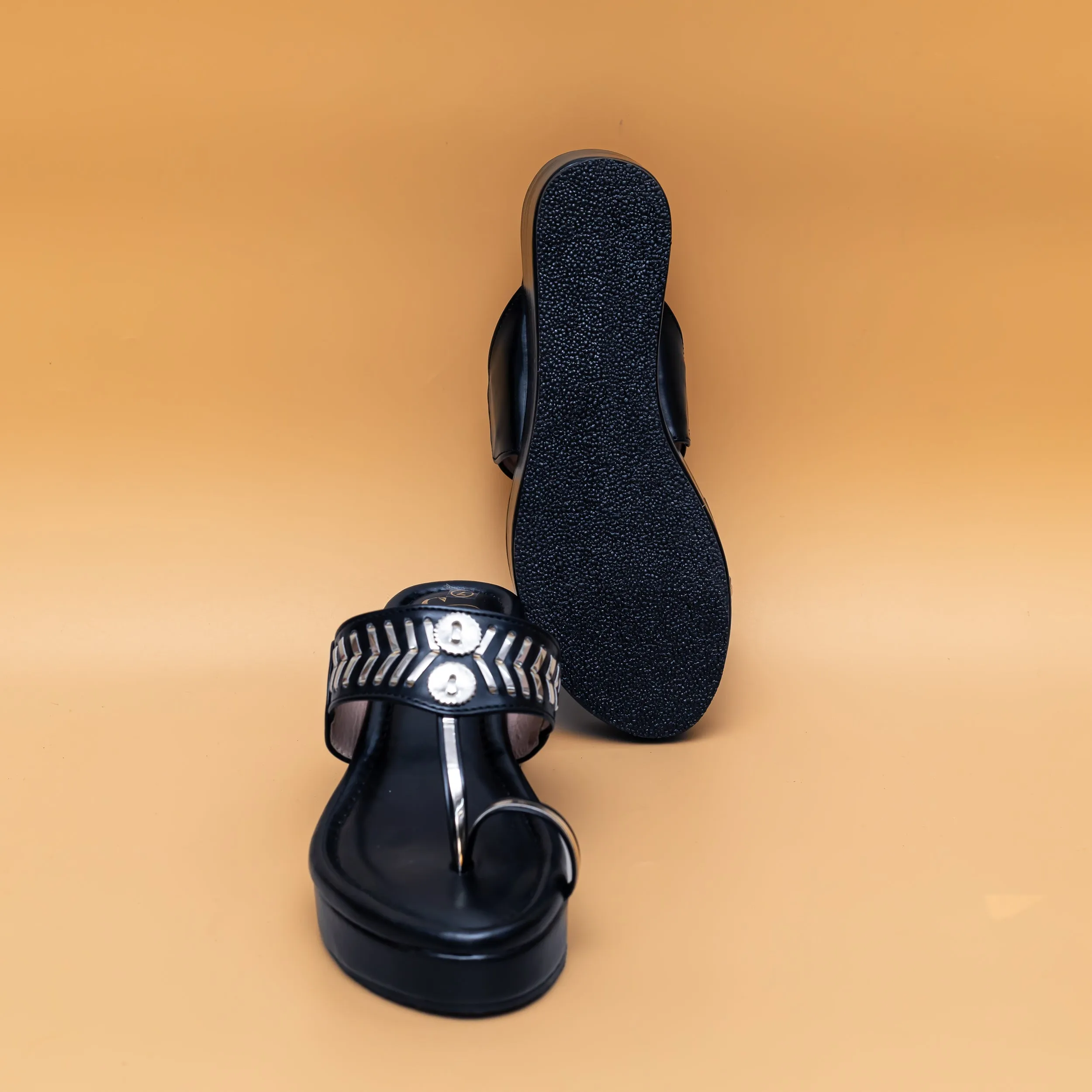 Designer Kolhapuri Platforms - Black