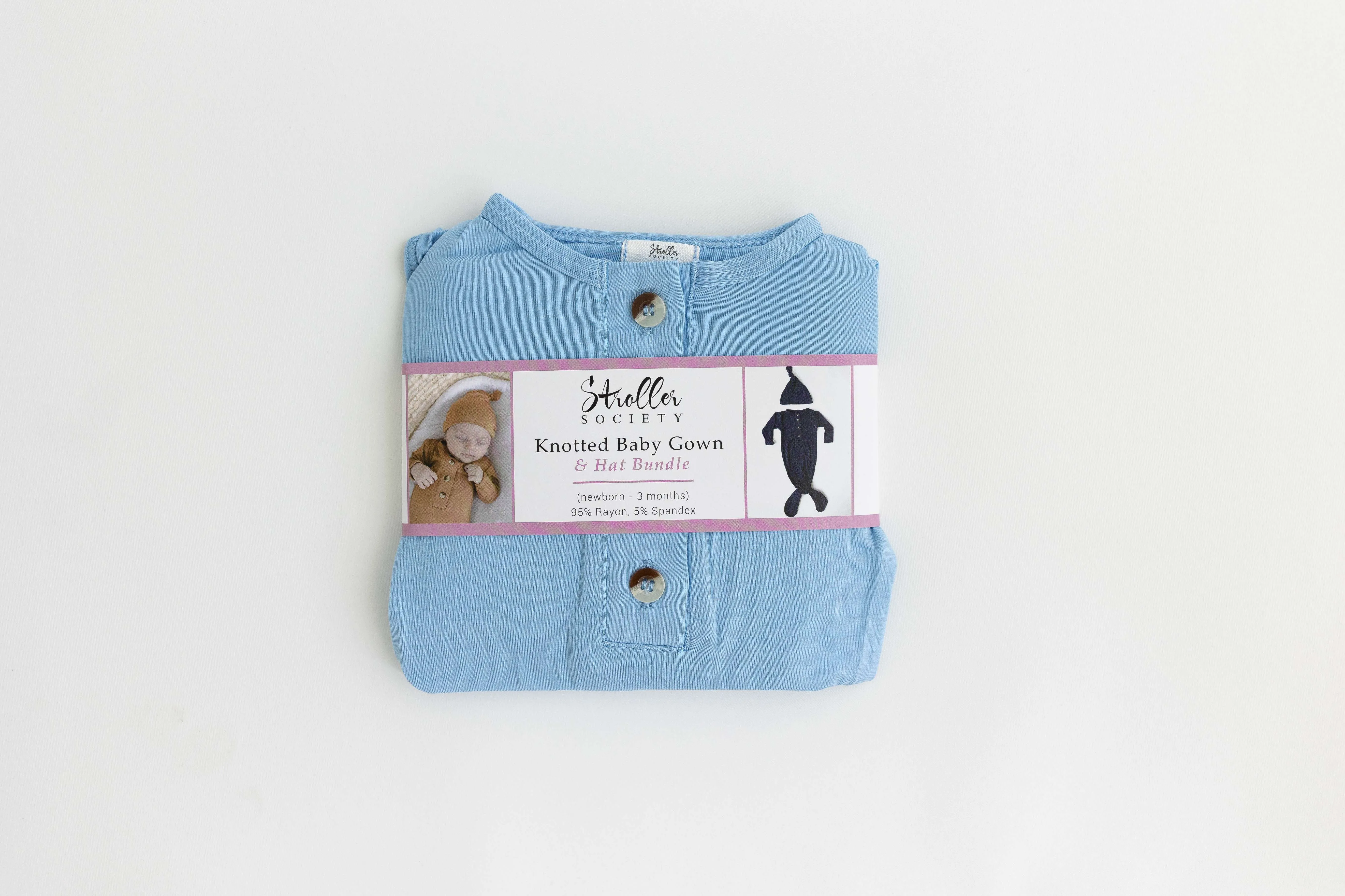 Emerson Knotted Gown & Hat Set | Baby Blue