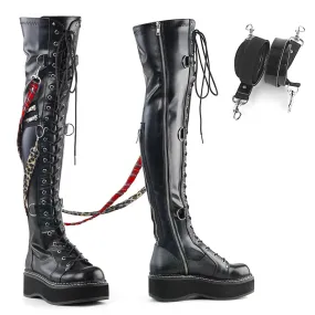 EMILY-377 DemoniaCult Black Vegan Leather Sexy Women's Over-the-Knee Boots (Alternative Footwear)