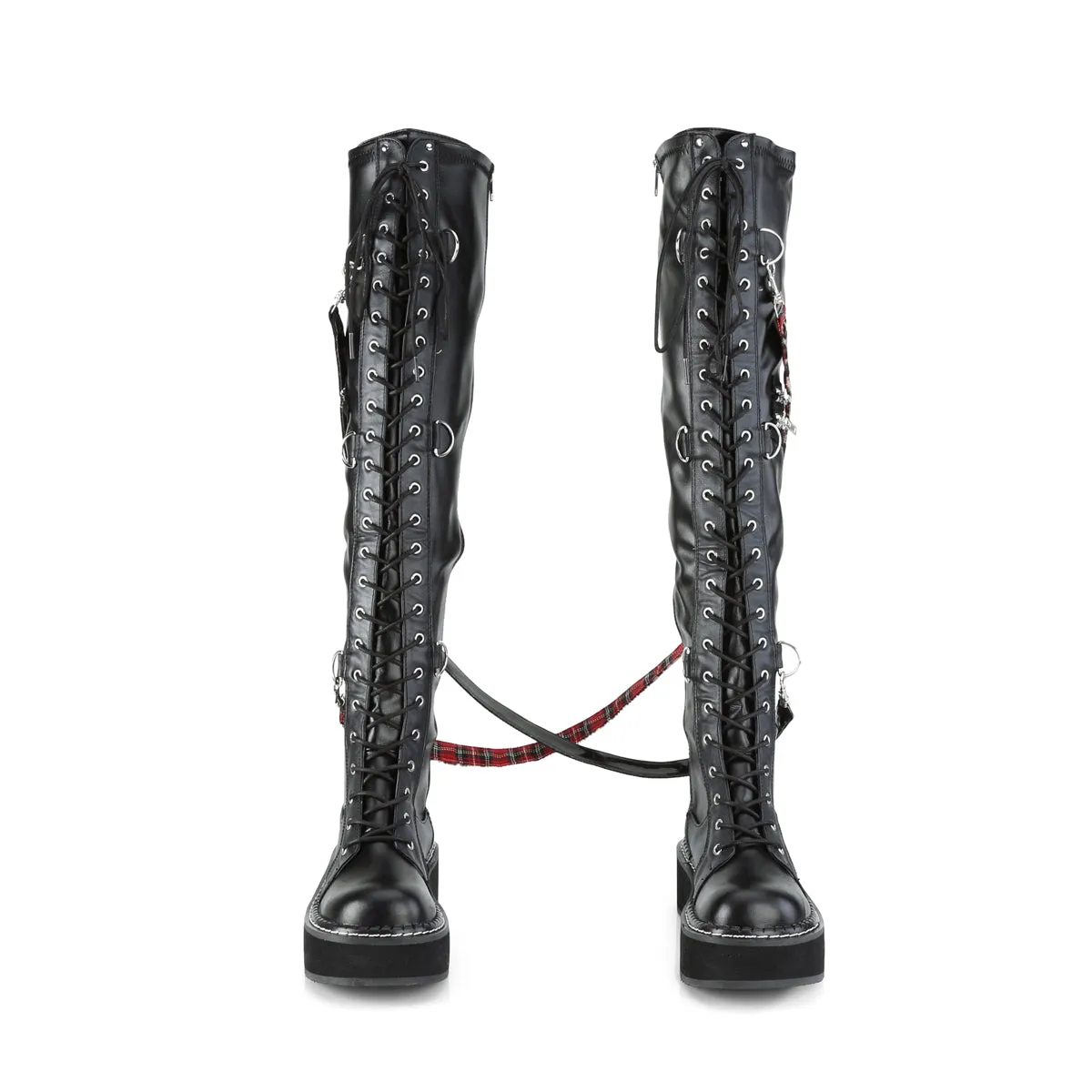 EMILY-377 DemoniaCult Black Vegan Leather Sexy Women's Over-the-Knee Boots (Alternative Footwear)