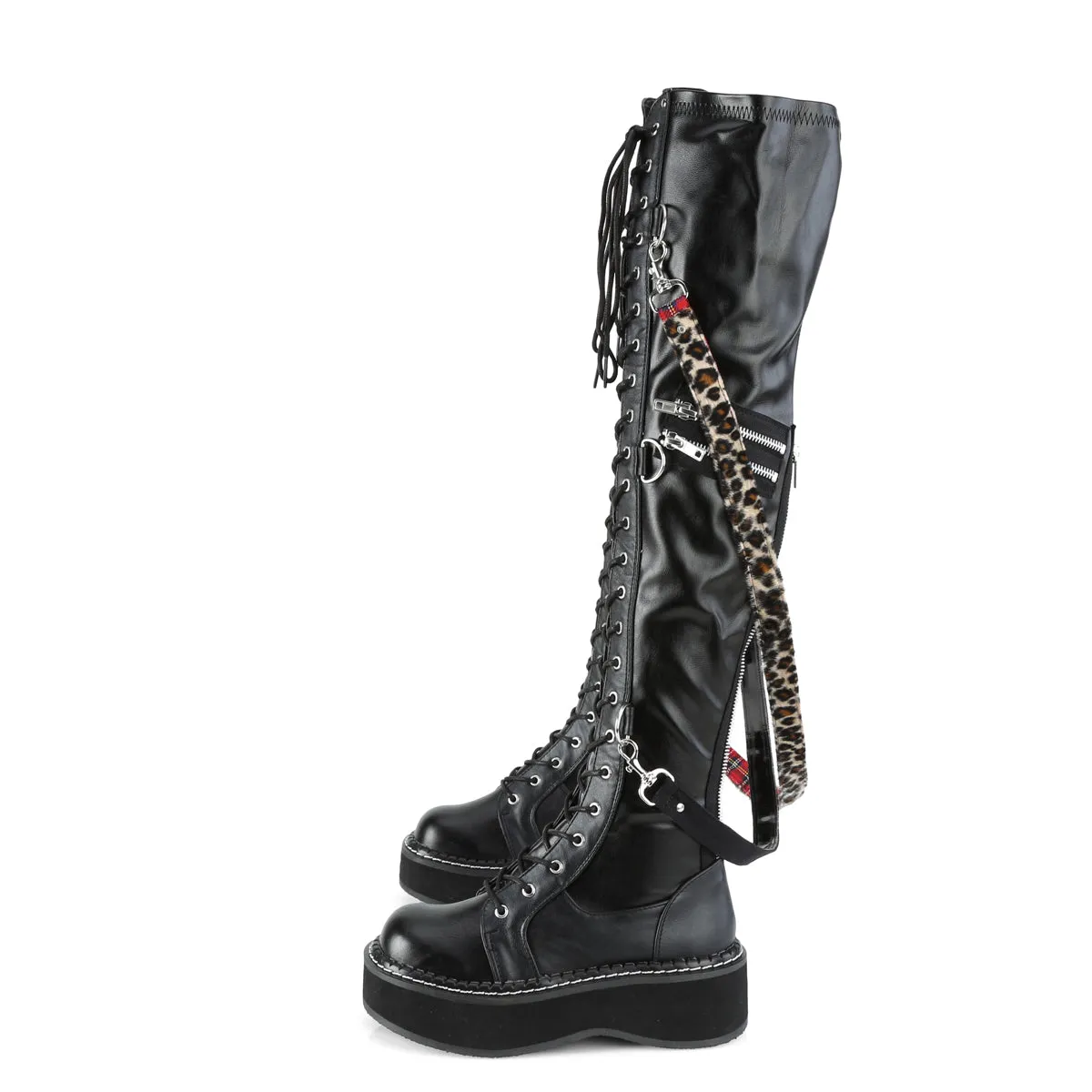 EMILY-377 DemoniaCult Black Vegan Leather Sexy Women's Over-the-Knee Boots (Alternative Footwear)