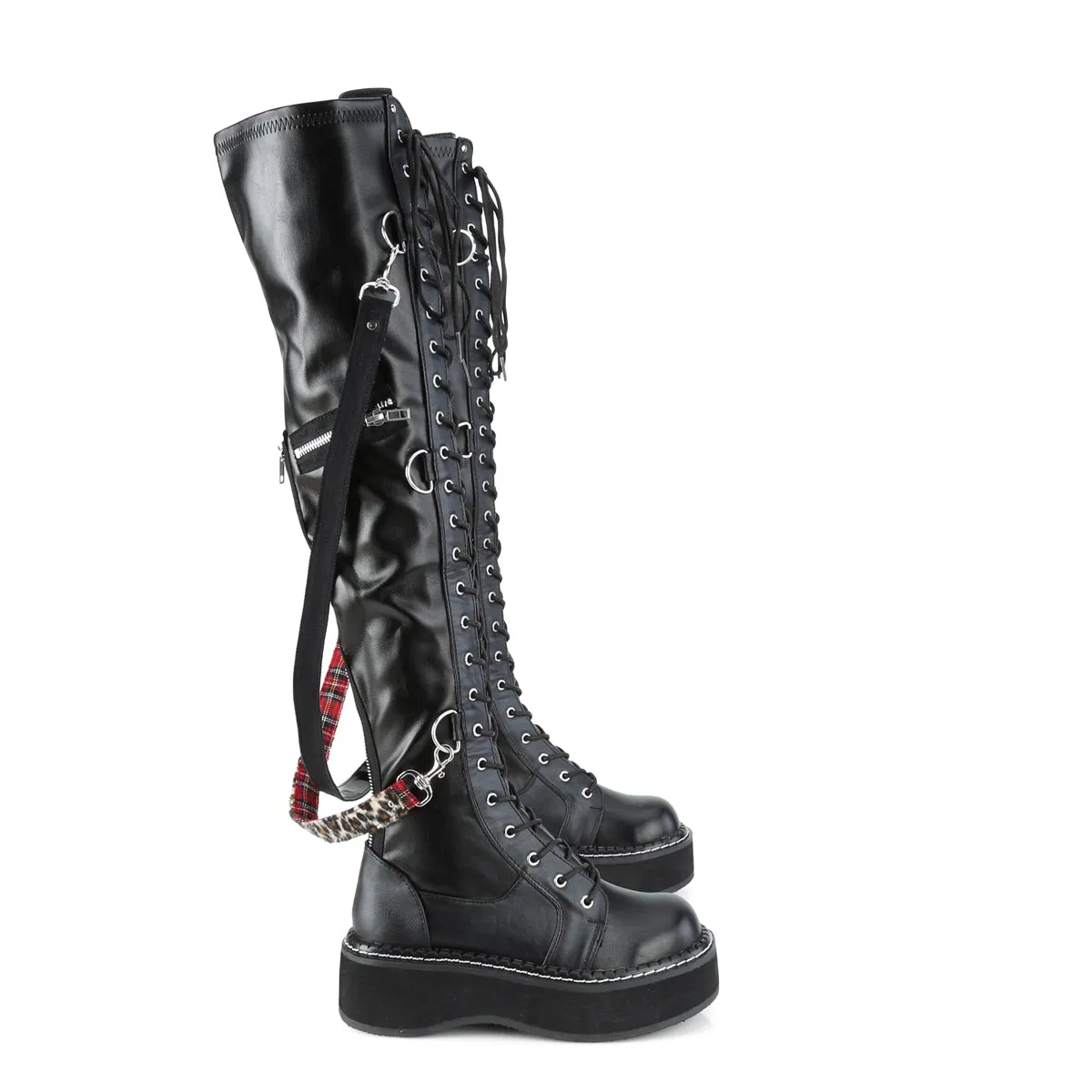 EMILY-377 DemoniaCult Black Vegan Leather Sexy Women's Over-the-Knee Boots (Alternative Footwear)