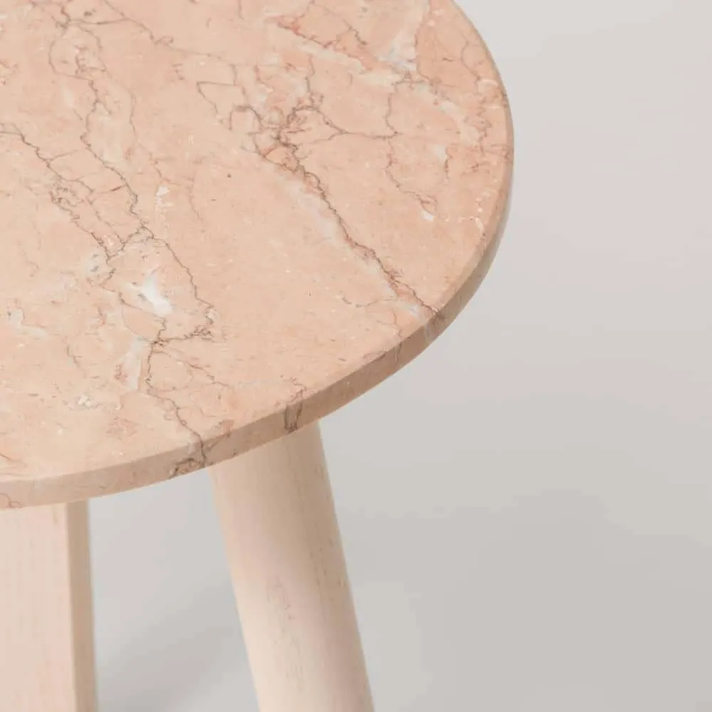 Enkel Marble Side Table - Powder
