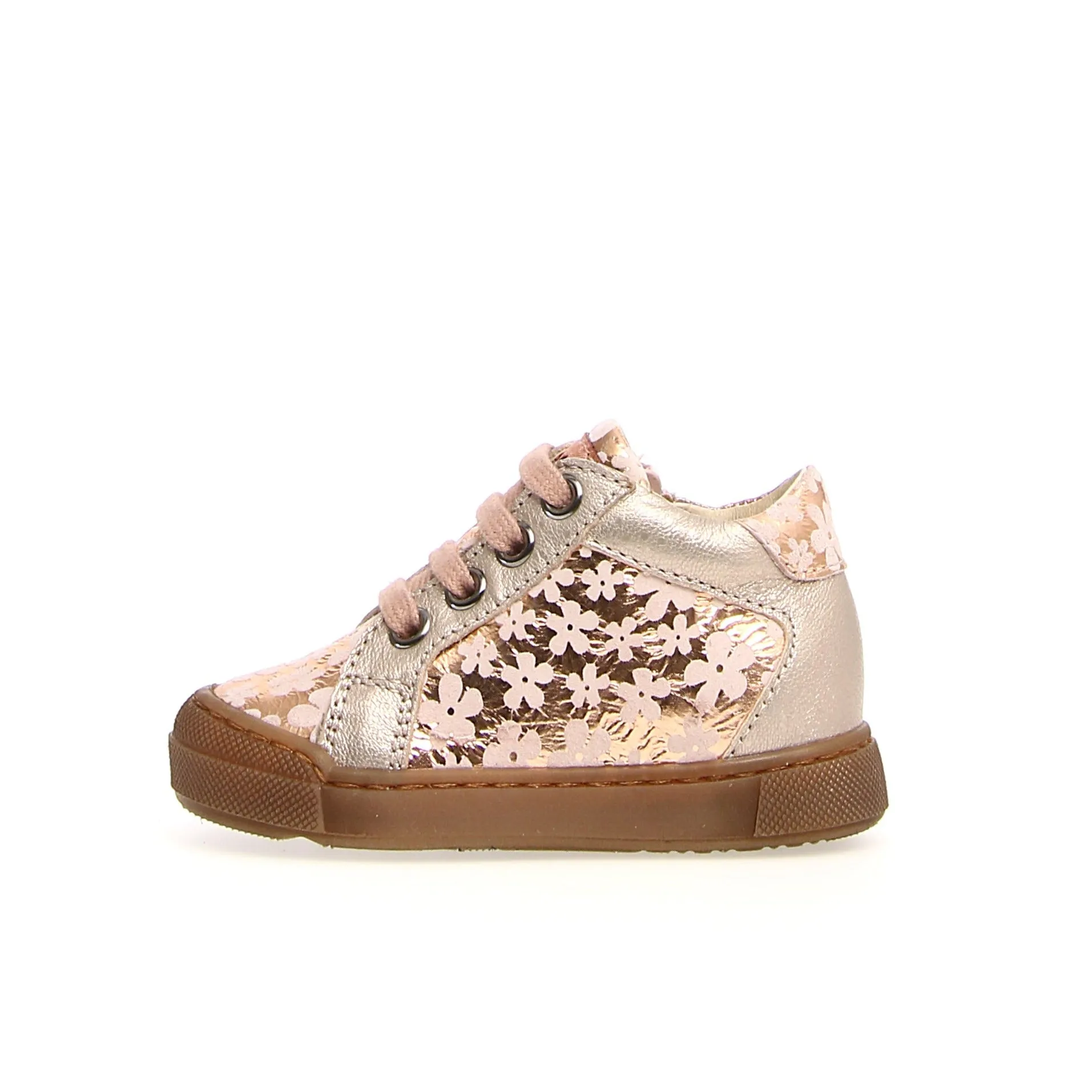 Falcotto Girl's Metallic Pebbled Patiula Zip Sneakers, Pink-Nut