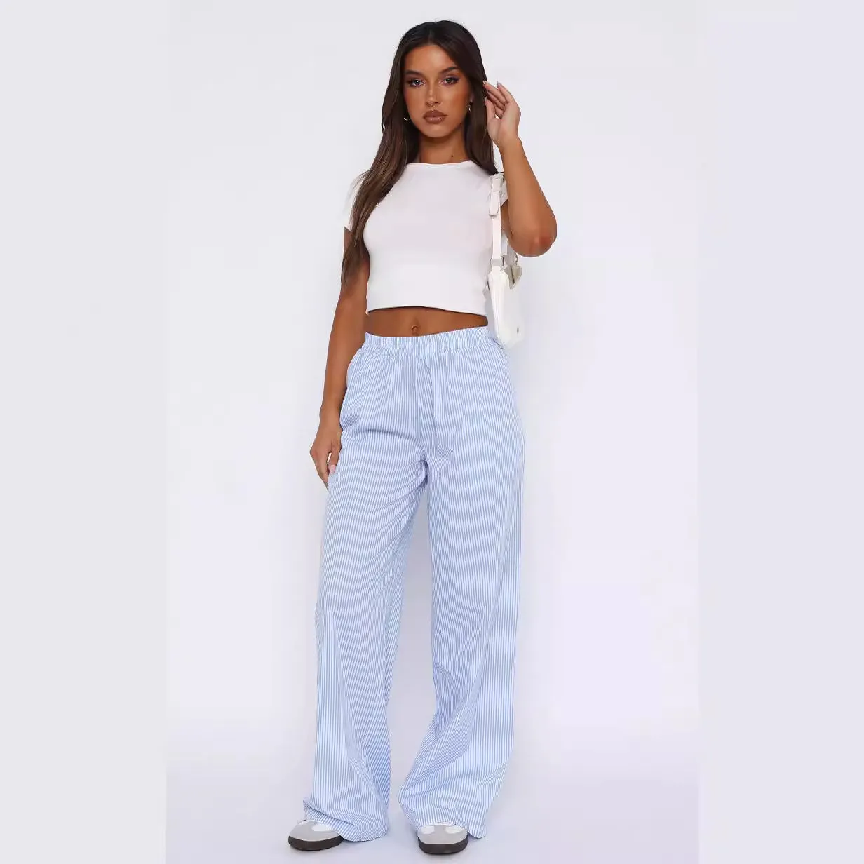 Fashion Casual Striped Trousers Summer Wide Leg Pants