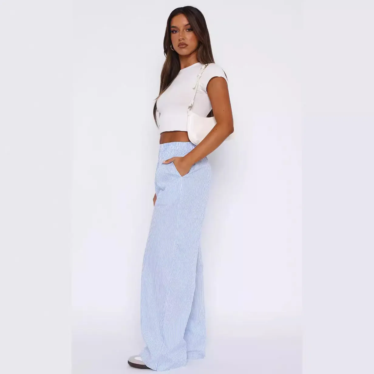 Fashion Casual Striped Trousers Summer Wide Leg Pants