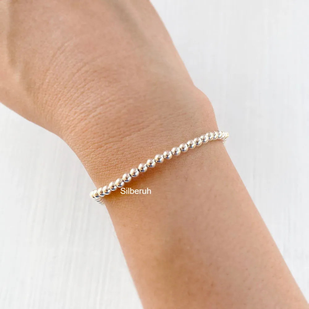 Feather Stretchable Charm Silver Bracelet