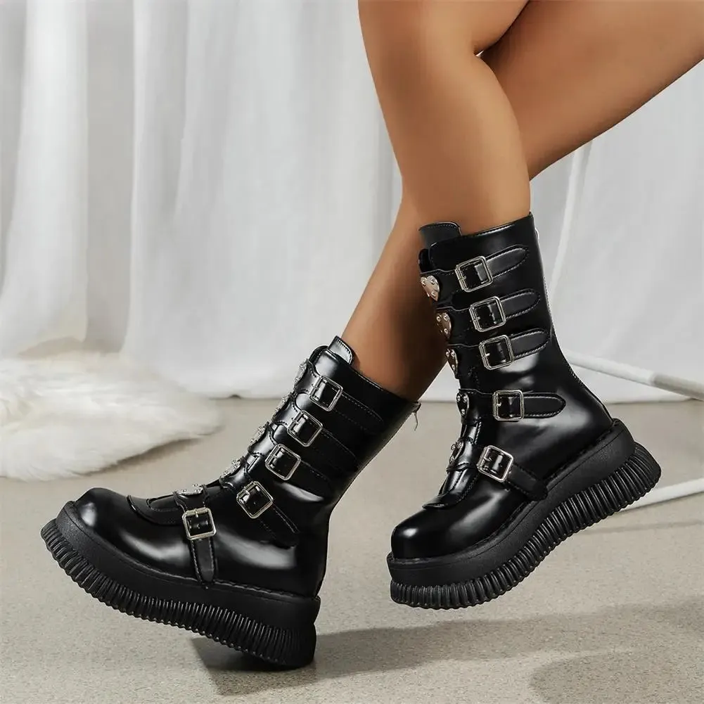 Funki Buys | Boots | Women's Gothic Mid-Calf Platform Boots