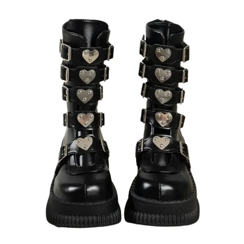 Funki Buys | Boots | Women's Gothic Mid-Calf Platform Boots