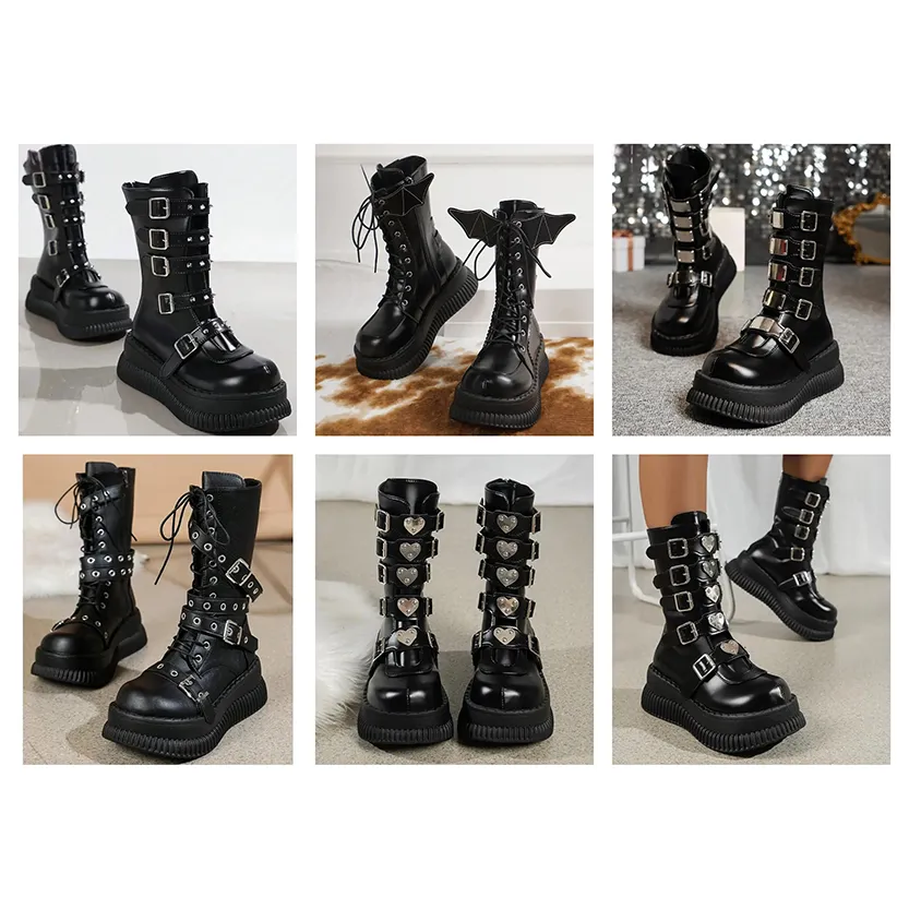 Funki Buys | Boots | Women's Gothic Mid-Calf Platform Boots