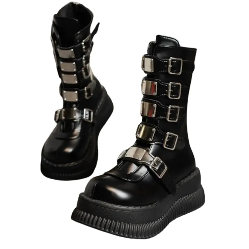 Funki Buys | Boots | Women's Gothic Mid-Calf Platform Boots