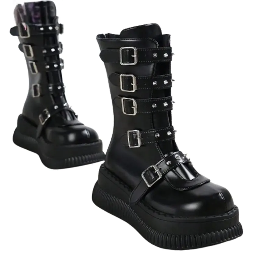 Funki Buys | Boots | Women's Gothic Mid-Calf Platform Boots